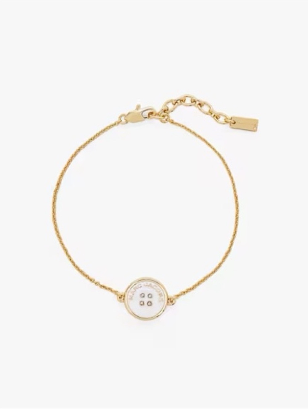Marc Jacobs Gold Chain Bracelet with Mother-of-Pearl Button Charm